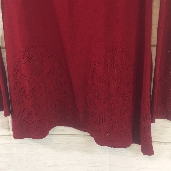 Dress-barn Red Long Sleeve Lace Detail Tunic Sweater - Picture 10 of 11